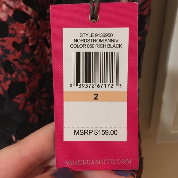 NWT VINCE CAMUTO Floral Lace Black Dress Sz 2 - Picture 6 of 8